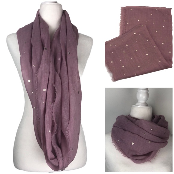 AEO Wool Blend Fringed Metallic Dot Infinity Scarf